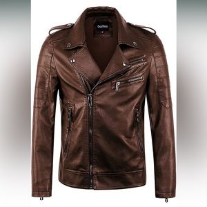 Mens Slim fit PU Leather Motorcycle Jacket